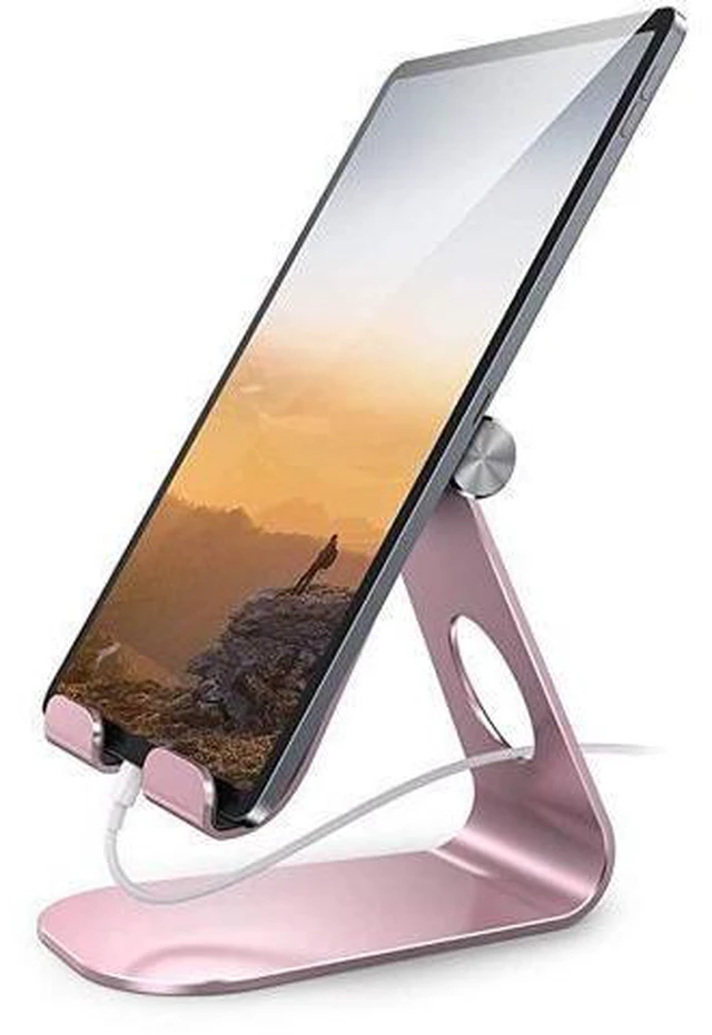 Alt view image 7 of 12 - Tablet Stand Adjustable Tablet Stand Desktop Stand Holder Dock Compatible with Tablet Such as iPad 2018 Pro 97 105 Air Mini 4 3 2 Kindle Nexus Tab EReader 413 Rose Gold