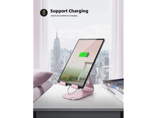 Alt view image 11 of 14 - Tablet Stand Adjustable Tablet Stand Desktop Stand Holder Dock Compatible with Tablet Such as iPad 2018 Pro 97 105 Air Mini 4 3 2 Kindle Nexus Tab EReader 413 Rose Gold