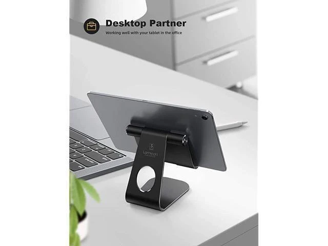 Alt view image 9 of 14 - Tablet Stand Adjustable Tablet Stand Desktop Stand Holder Dock Compatible with Tablet Such as iPad 2018 Pro 97 105 Air Mini 2 3 4 Kindle Nexus Accessories EReader 413Black