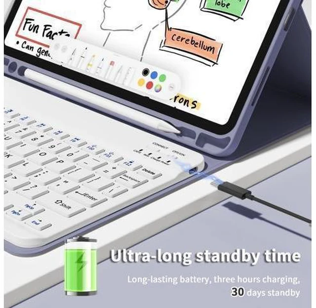 Alt view image 10 of 10 - GKABXY Keyboard Case for iPad Pro 11 inch (4th/3rd/2nd/1st Gen) 2022/2021/2020/2018, Detachable Wireless Bluetooth Keyboard Case with Pencil Holder for iPad Pro 11", Auto Sleep/Wake (Purple Gray)