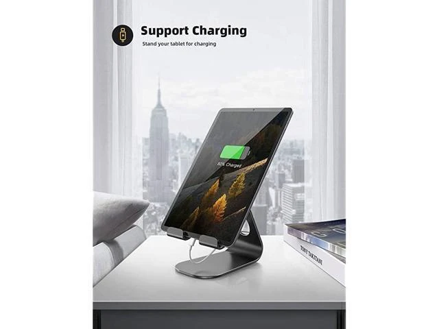 Alt view image 11 of 14 - Tablet Stand Adjustable Tablet Stand Desktop Stand Holder Dock Compatible with Tablet Such as iPad 2018 Pro 97 105 Air Mini 2 3 4 Kindle Nexus Accessories EReader 413Black