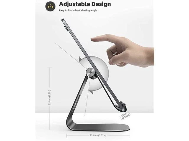Alt view image 12 of 14 - Tablet Stand Adjustable Tablet Stand Desktop Stand Holder Dock Compatible with Tablet Such as iPad 2018 Pro 97 105 Air Mini 2 3 4 Kindle Nexus Accessories EReader 413Black