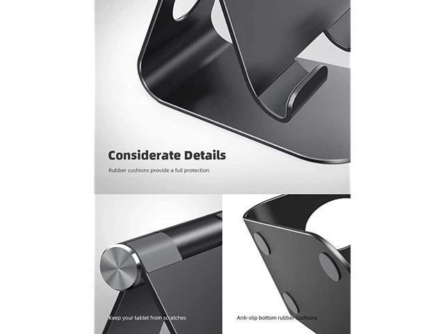 Alt view image 13 of 14 - Tablet Stand Adjustable Tablet Stand Desktop Stand Holder Dock Compatible with Tablet Such as iPad 2018 Pro 97 105 Air Mini 2 3 4 Kindle Nexus Accessories EReader 413Black