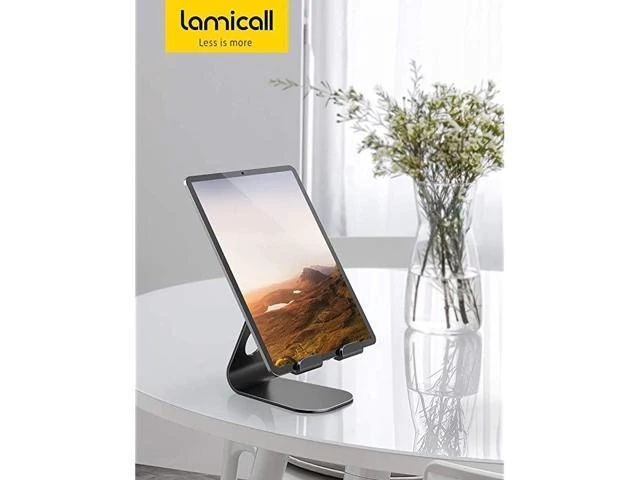 Alt view image 14 of 14 - Tablet Stand Adjustable Tablet Stand Desktop Stand Holder Dock Compatible with Tablet Such as iPad 2018 Pro 97 105 Air Mini 2 3 4 Kindle Nexus Accessories EReader 413Black
