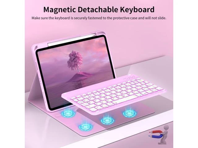 Alt view image 9 of 10 - JKSML Keyboard Case for iPad 10th Generation 10.9 inch 2022, 7 Color Backlight, Case with Keyboard for iPad 10 Gen, Wireless Keyboard, Built-in Pencil Holder, Auto Sleep/Wake, Purple