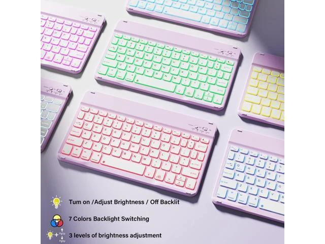 Alt view image 10 of 10 - JKSML Keyboard Case for iPad 10th Generation 10.9 inch 2022, 7 Color Backlight, Case with Keyboard for iPad 10 Gen, Wireless Keyboard, Built-in Pencil Holder, Auto Sleep/Wake, Purple