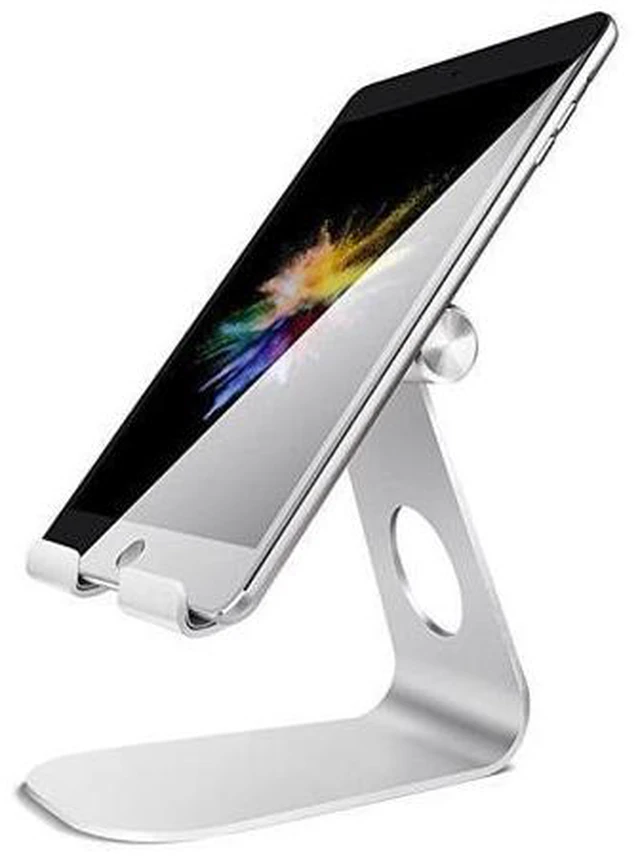 Alt view image 8 of 14 - Tablet Stand Adjustable Tablet Stand Desktop Stand Holder Dock Compatible with Tablet Such as iPad 2018 Pro 97 105 Air Mini 4 3 2 Kindle Nexus Tab EReader 413 Silver