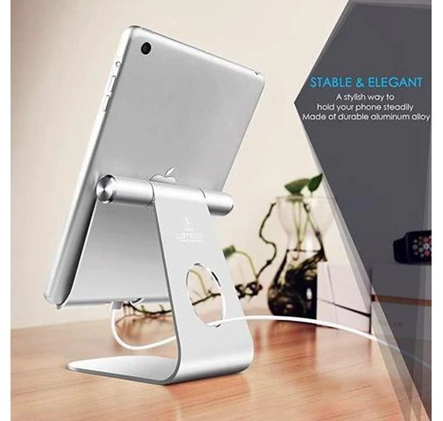 Alt view image 9 of 14 - Tablet Stand Adjustable Tablet Stand Desktop Stand Holder Dock Compatible with Tablet Such as iPad 2018 Pro 97 105 Air Mini 4 3 2 Kindle Nexus Tab EReader 413 Silver