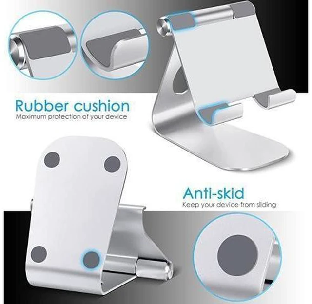 Alt view image 11 of 14 - Tablet Stand Adjustable Tablet Stand Desktop Stand Holder Dock Compatible with Tablet Such as iPad 2018 Pro 97 105 Air Mini 4 3 2 Kindle Nexus Tab EReader 413 Silver