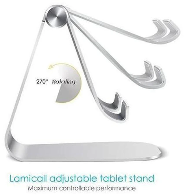 Alt view image 10 of 14 - Tablet Stand Adjustable Tablet Stand Desktop Stand Holder Dock Compatible with Tablet Such as iPad 2018 Pro 97 105 Air Mini 4 3 2 Kindle Nexus Tab EReader 413 Silver