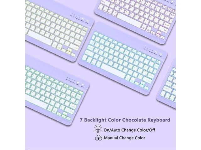 Alt view image 8 of 10 - MMK iPad Air 11 inch (M2) 2024 & iPad Air 5th 4th Generation Case with Keyboard 10.9 Inch, iPad Case with 7 Colors Backlit Bluetooth Keyboard,Smart Folio Keyboard Cover with Pencil Holder,Clove Purple