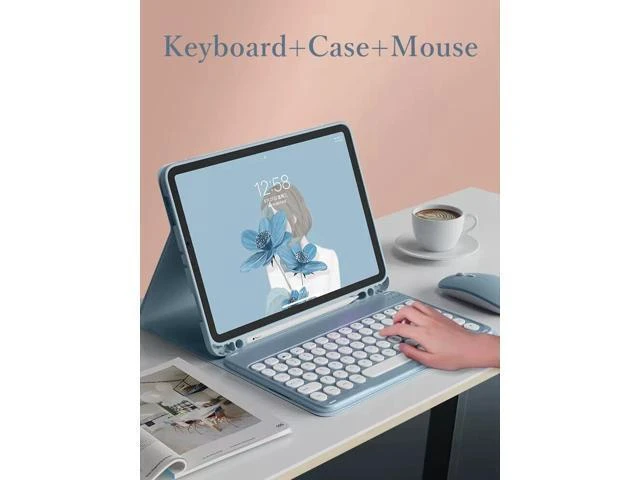 Alt view image 8 of 10 - kaidisen Keyboard Case for Galaxy Tab S6 Lite 10.4 inch Case with Keyboard and Bluetooth Mouse, Detachable Candy Color Keyboard Cover Round Key,Dark Green