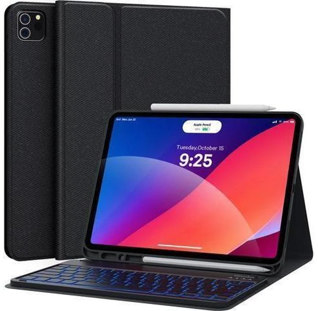 Alt view image 6 of 10 - CHESONA Keyboard for iPad Pro 12.9 2022 6th Generation, iPad Pro 12.9 Case with Keyboard 5th/4th/3rd Gen - 7 Colors Backlit - Detachable - Pencil Holder - Stand Cover -iPad Pro 12.9 Keyboard, Black