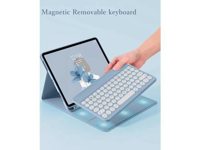 Alt view image 9 of 10 - kaidisen Keyboard Case for Galaxy Tab S6 Lite 10.4 inch Case with Keyboard and Bluetooth Mouse, Detachable Candy Color Keyboard Cover Round Key,Dark Green