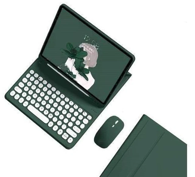 Alt view image 6 of 10 - kaidisen Keyboard Case for Galaxy Tab S6 Lite 10.4 inch Case with Keyboard and Bluetooth Mouse, Detachable Candy Color Keyboard Cover Round Key,Dark Green