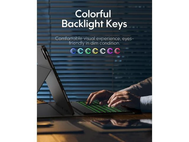 Alt view image 8 of 10 - CHESONA Keyboard for iPad Pro 12.9 2022 6th Generation, iPad Pro 12.9 Case with Keyboard 5th/4th/3rd Gen - 7 Colors Backlit - Detachable - Pencil Holder - Stand Cover -iPad Pro 12.9 Keyboard, Black