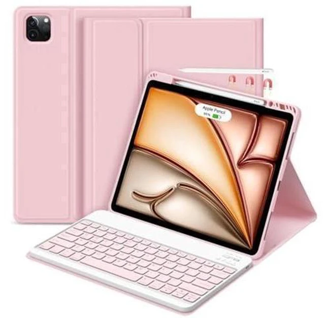 Alt view image 6 of 10 - GOKOCO iPad Air 13 inch M2 2024 Case with Keyboard-Keyboard Case for iPad Pro 12.9 inch 6th/5th/4th/3rd Generation with Pencil Holder,Wireless Detachable Keyboard,Auto Sleep/Wake Function-Pink