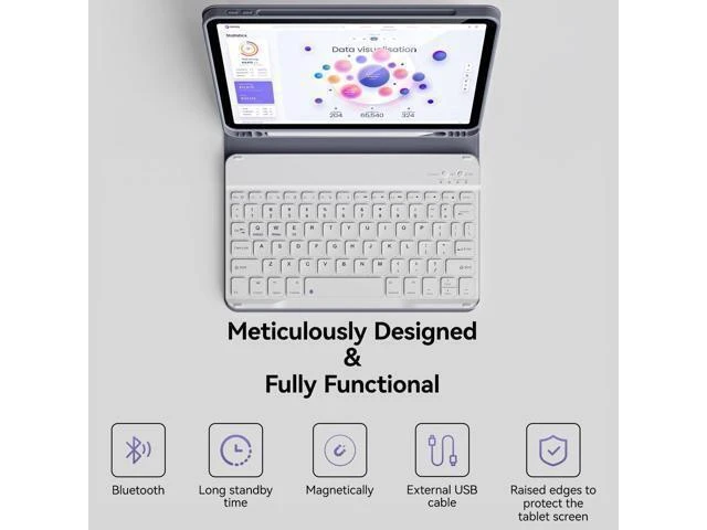 Alt view image 9 of 10 - KenKe Keyboard Case for iPad Air 11 Inch 2024 (M2), for iPad Air 5th/4th Generation (2022/2020) 10.9 Inch with Pencil Holder, Magnetic Detachable Wireless Keyboard & Flip Case for iPad Air, Purple