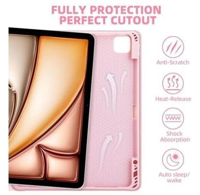 Alt view image 8 of 10 - GOKOCO iPad Air 13 inch M2 2024 Case with Keyboard-Keyboard Case for iPad Pro 12.9 inch 6th/5th/4th/3rd Generation with Pencil Holder,Wireless Detachable Keyboard,Auto Sleep/Wake Function-Pink