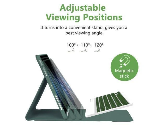 Alt view image 9 of 10 - MMK iPad Pro 11 inch 4th 3rd Gen Case with Keyboard, iPad Air 5th 4th 10.9 inch & iPad Air 11 inch (M2) 2024 Keyboard Case, Detachable Bluetooth Keyboard with Pencil Holder - Deep Green
