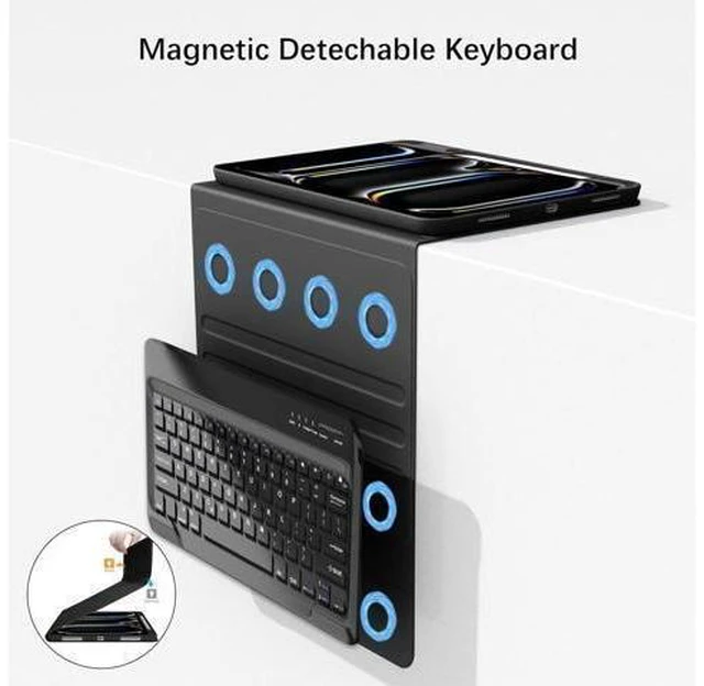 Alt view image 8 of 10 - KVAGO for iPad Pro 13 inch M4 Case with Keyboard, Magnetic Bluetooth Keyboard Case, Auto Wake/Sleep, Folio Cover with Pencil Holder for iPad Pro 13 inch 2024, Space Black