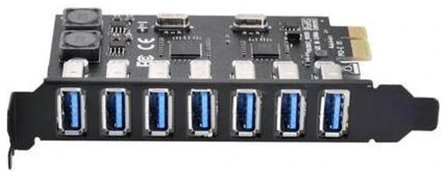 Alt view image 4 of 6 - PCI-E to 7 Ports USB 3.0 HUB PCI Express Expansion Card Adapter 5Gbps for Motherboard