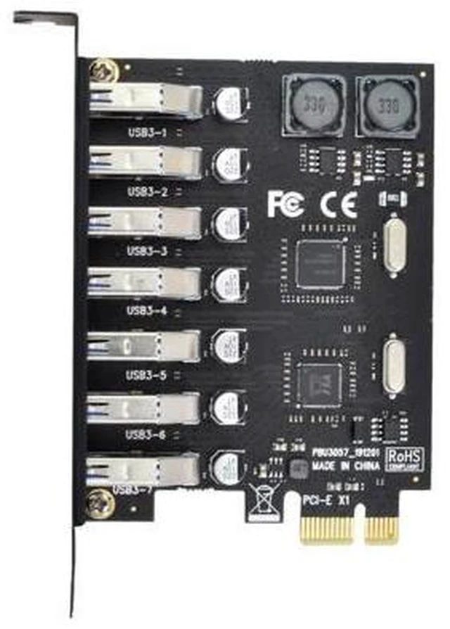Alt view image 5 of 6 - PCI-E to 7 Ports USB 3.0 HUB PCI Express Expansion Card Adapter 5Gbps for Motherboard