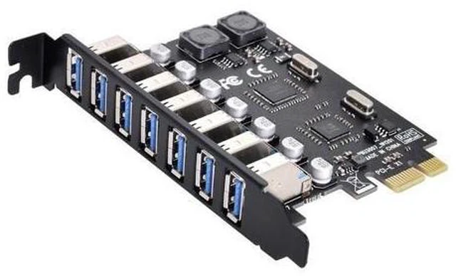 Alt view image 6 of 6 - PCI-E to 7 Ports USB 3.0 HUB PCI Express Expansion Card Adapter 5Gbps for Motherboard