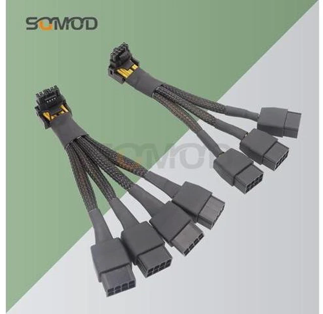 Alt view image 7 of 10 - GPU RTX4090 RTX4080 series 16AWG 4x8pin 3x8pin PCI-e to 16Pin (12+4) PCI-e 5.0 12VHPWR Connector 90-Degree Elbow egp new product Color: P8X4 TO 16PIN-B