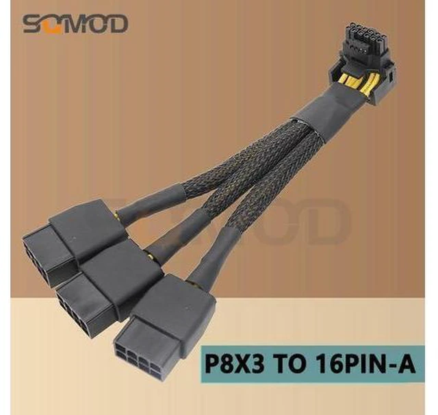 Alt view image 6 of 10 - GPU RTX4090 RTX4080 series 16AWG 4x8pin 3x8pin PCI-e to 16Pin (12+4) PCI-e 5.0 12VHPWR Connector 90-Degree Elbow egp new product Color: P8X4 TO 16PIN-B