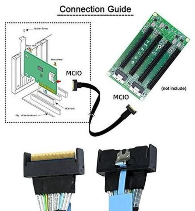 Alt view image 10 of 10 - Slimline MCIO 8i 74Pin Male to MCIO PCIE 5.0 4.0 74Pin Male Extender Cord, PCI-E 5.0 Mini Cool Edge IO MCIO Cable 50cm