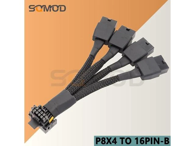 Alt view image 9 of 10 - GPU RTX4090 RTX4080 series 16AWG 4x8pin 3x8pin PCI-e to 16Pin (12+4) PCI-e 5.0 12VHPWR Connector 90-Degree Elbow egp new product Color: P8X4 TO 16PIN-B