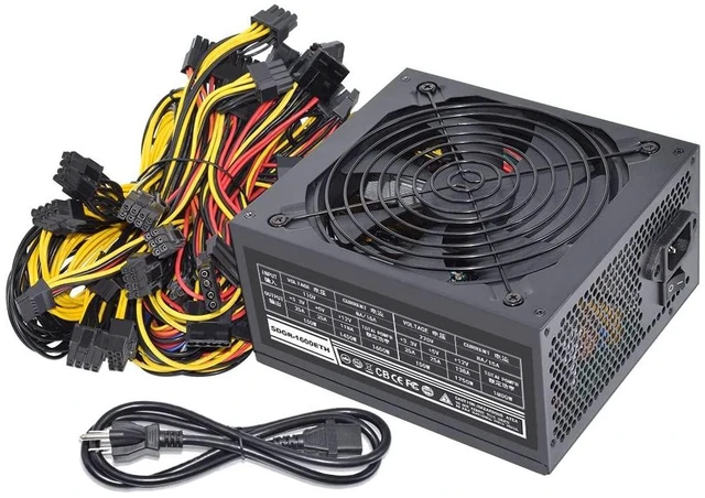 Alt view image 7 of 12 - 1600W Mining Power Supply, ATX PC Antminer PSU Support 6 GPU for Bitmain Ethereum Bitcoin Mining Rig with Auto-Thermally Controlled Fan Supply