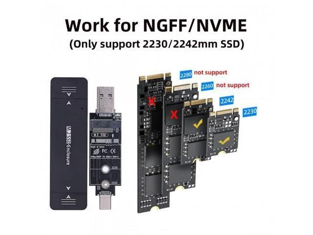 Alt view image 12 of 14 - FVH CY UC-057-2242MM Combo Type-CUSB3.0 to NVME M-key M.2 NGFF SATA SSD PCBA Case 2230/2242mm Adapter RTL9210B Chipset