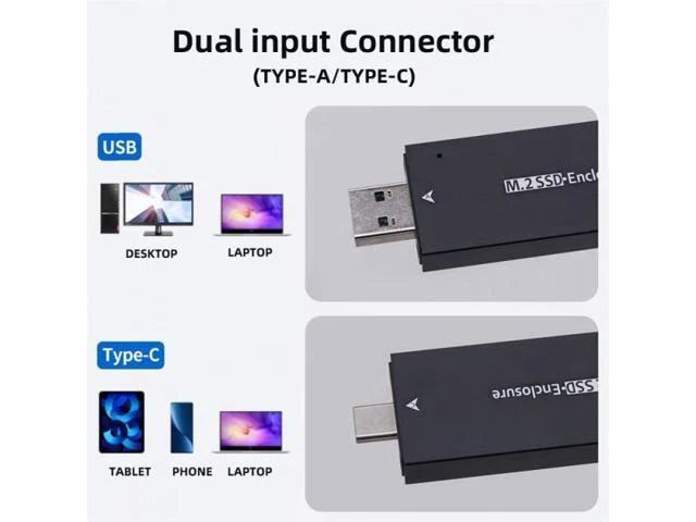 Alt view image 14 of 14 - FVH CY UC-057-2242MM Combo Type-CUSB3.0 to NVME M-key M.2 NGFF SATA SSD PCBA Case 2230/2242mm Adapter RTL9210B Chipset