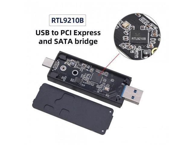Alt view image 10 of 14 - FVH CY UC-057-2242MM Combo Type-CUSB3.0 to NVME M-key M.2 NGFF SATA SSD PCBA Case 2230/2242mm Adapter RTL9210B Chipset