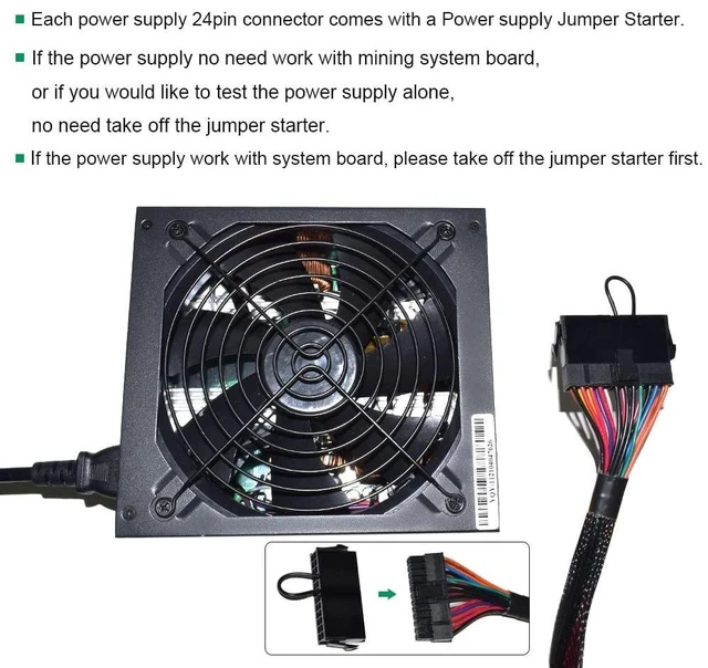Alt view image 11 of 12 - 1600W Mining Power Supply, ATX PC Antminer PSU Support 6 GPU for Bitmain Ethereum Bitcoin Mining Rig with Auto-Thermally Controlled Fan Supply