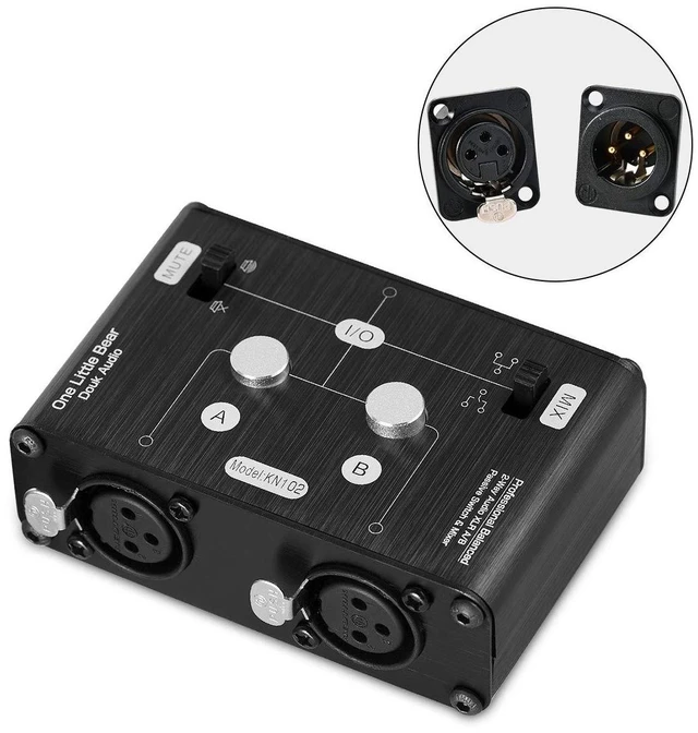 Alt view image 14 of 14 - 2 Way XLR Balanced Stereo Audio Switcher Passive A/B Mini Switch Box Mixer Sound Splitter (KN102, 2-IN-1-OUT)