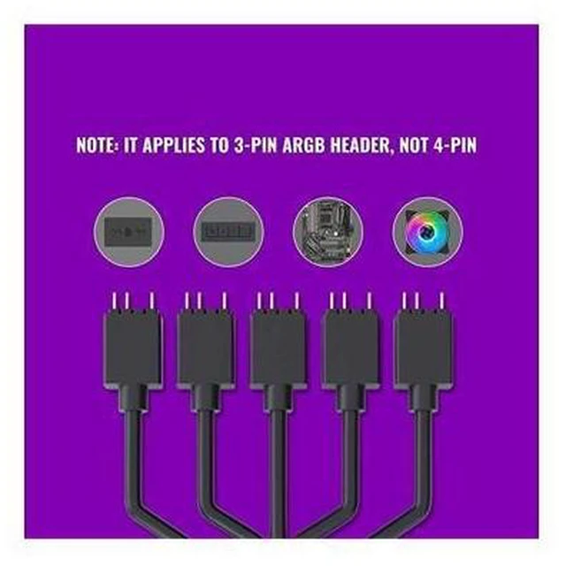 Alt view image 13 of 14 - Master 1-to-5 ARGB Splitter Cable / 5V - Support 3-pin Addressable RGB - LED Sync Cable for MasterFan/MasterLiquid ARGB Series Support(ARGB 1-to-5 Splitter)