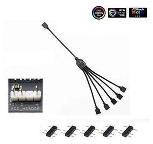 Alt view image 12 of 14 - Master 1-to-5 ARGB Splitter Cable / 5V - Support 3-pin Addressable RGB - LED Sync Cable for MasterFan/MasterLiquid ARGB Series Support(ARGB 1-to-5 Splitter)