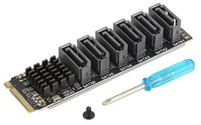 Alt view image 6 of 10 - PCIe Sata Expansion Card M.2 to SATA3.0 Adapter Card, 6Gbps High Speed Sata Expansion Card, ASM1166 M.2 PCIE to SATA Expansion Card with Smart Indicator, M.2 Sata Adapter