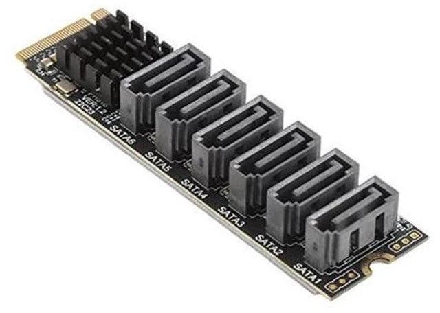 Alt view image 7 of 10 - PCIe Sata Expansion Card M.2 to SATA3.0 Adapter Card, 6Gbps High Speed Sata Expansion Card, ASM1166 M.2 PCIE to SATA Expansion Card with Smart Indicator, M.2 Sata Adapter