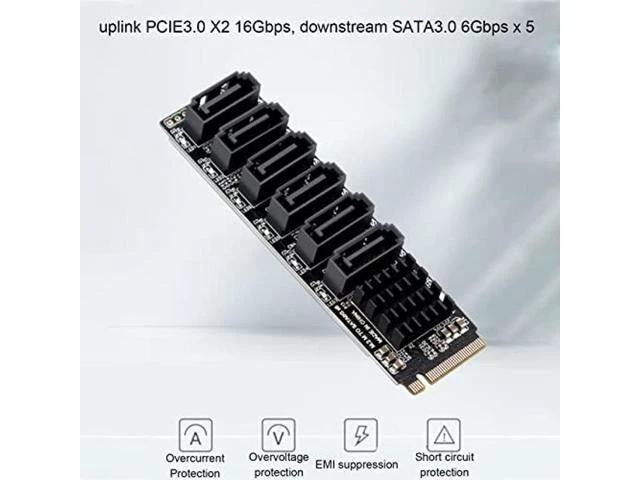 Alt view image 10 of 10 - PCIe Sata Expansion Card M.2 to SATA3.0 Adapter Card, 6Gbps High Speed Sata Expansion Card, ASM1166 M.2 PCIE to SATA Expansion Card with Smart Indicator, M.2 Sata Adapter