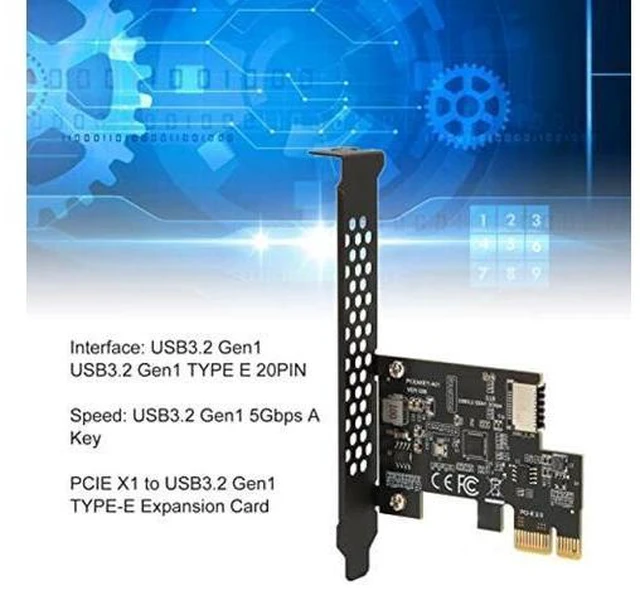 Alt view image 7 of 10 - GOWENIC PCIE to USB 3.2 Expansion Card, USB3.2 Gen1 5Gbps PCI Express Card, PCIE X1 to USB3.2 Gen1 Type E 20PIN Expansion Card, for Desktop Front Type C, for WINXP 7 8 10 11