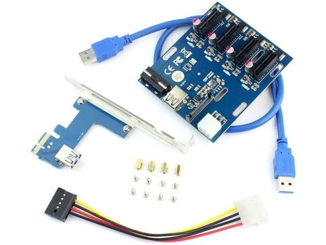 Alt view image 9 of 14 - PCIe 1 to 4 PCI Express 1X Slots Riser Card Mini ITX to External 4 PCI-e Slot Adapter PCIe Port Multiplier Card