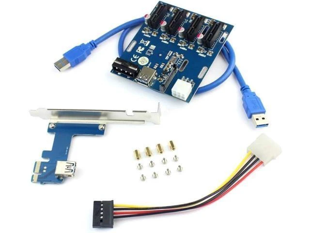 Alt view image 10 of 14 - PCIe 1 to 4 PCI Express 1X Slots Riser Card Mini ITX to External 4 PCI-e Slot Adapter PCIe Port Multiplier Card