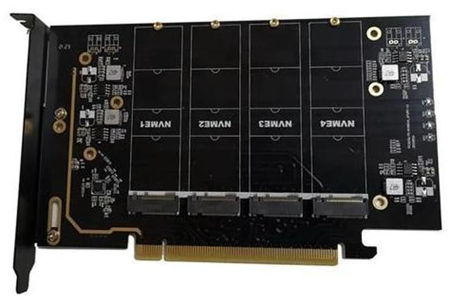 Alt view image 3 of 4 - FOR M.2 NVME to PCIe 4.0 X16 Adapter Card Supports 4 NVMe M.2 2280 Supports Bifurcation Raid