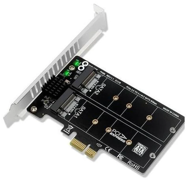 Alt view image 2 of 2 - FOR RAID Splitter Expansion Card for PCIE X1 to Dual NGFF M.2 SATA SSD