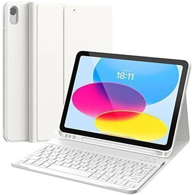 Alt view image 5 of 8 - CHESONA Keyboard Case for iPad 10th Generation 10.9inch - 2022, Detachable Bluetooth Keyboard, Stand Folio Keyboard Cover with Pencil Holder, Rechargeable Keyboard for New iPad 10th Gen 2022,White