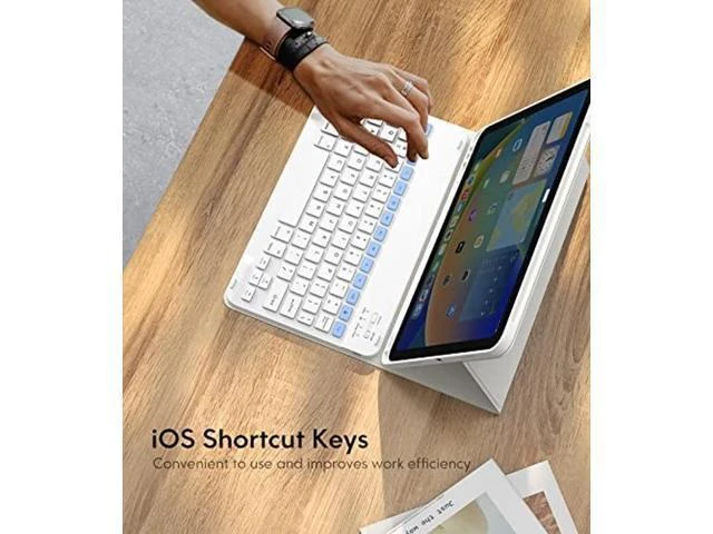 Alt view image 8 of 8 - CHESONA Keyboard Case for iPad 10th Generation 10.9inch - 2022, Detachable Bluetooth Keyboard, Stand Folio Keyboard Cover with Pencil Holder, Rechargeable Keyboard for New iPad 10th Gen 2022,White